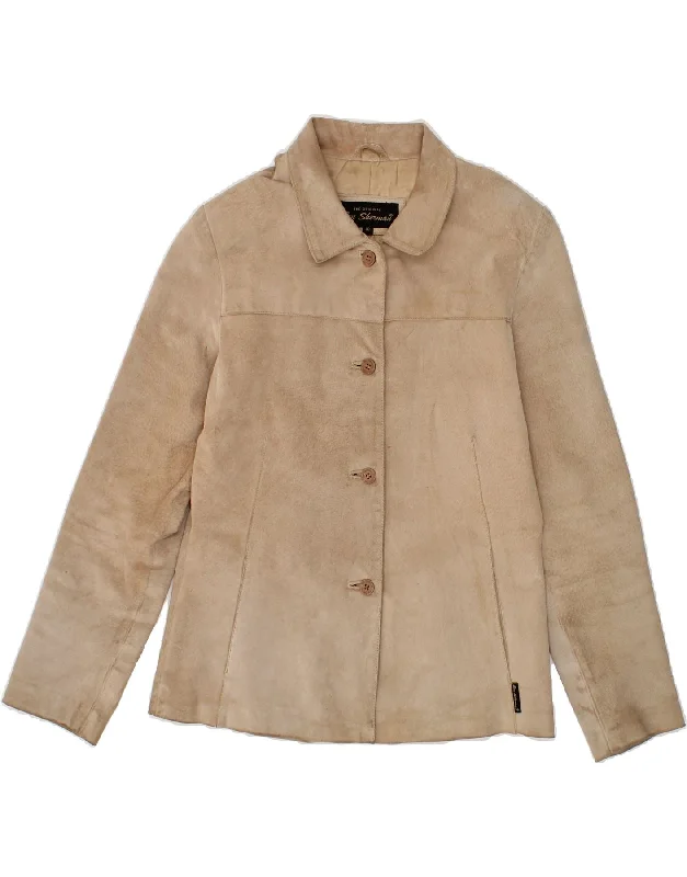 BEN SHERMAN Womens Suede Jacket UK 10 Small Beige Leather Hoodie Zip-Up Jacket Button-Up Jacket BEN SHERMAN Womens Suede Jacket UK 10 Small Beige Leather Hoodie Zip-Up Jacket Button-Up Jacket