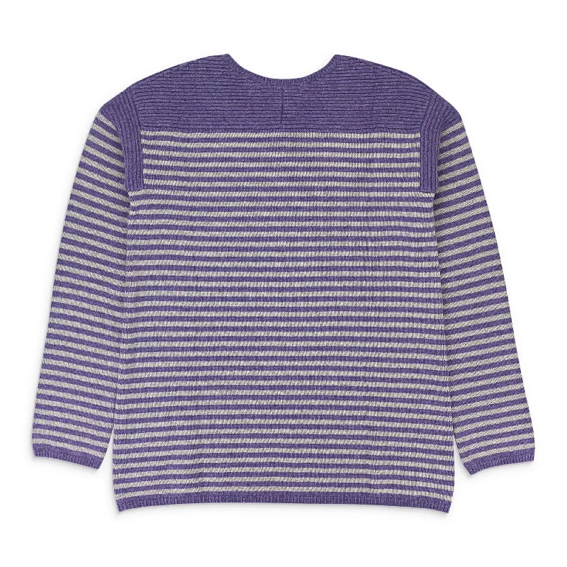 CASHMERE STRIPED PURPLE GRAY SWEATER Soft Cozy Warm