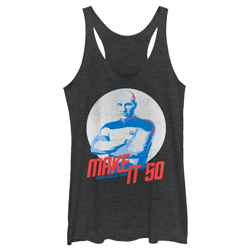 Women's Star Trek: The Next Generation Captain Jean Luc Picard Make It So Racerback Tank Top striped tank top Women's Star Trek: The Next Generation Captain Jean Luc Picard Make It So Racerback Tank Top striped tank top