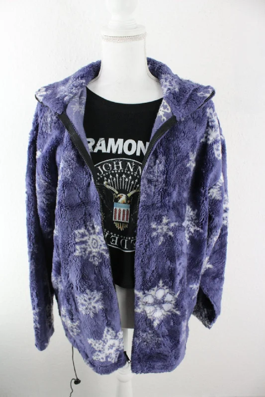 Vintage Blue Snowflake Jacket (XL) Chenille Fabric Brocade Fabric Lace Fabric