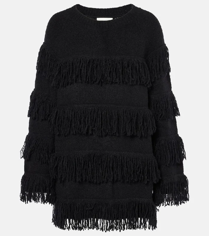 Lisa Yang Fringed cashmere-blend sweater Embroidered Appliqued Beaded