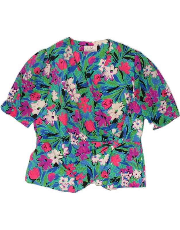 VINTAGE Womens 1 Button Blazer Jacket IT 48 XL Multicoloured Floral Notch Collar Jacket Peter Pan Collar Jacket Cowl Neck Jacket VINTAGE Womens 1 Button Blazer Jacket IT 48 XL Multicoloured Floral Notch Collar Jacket Peter Pan Collar Jacket Cowl Neck Jacket