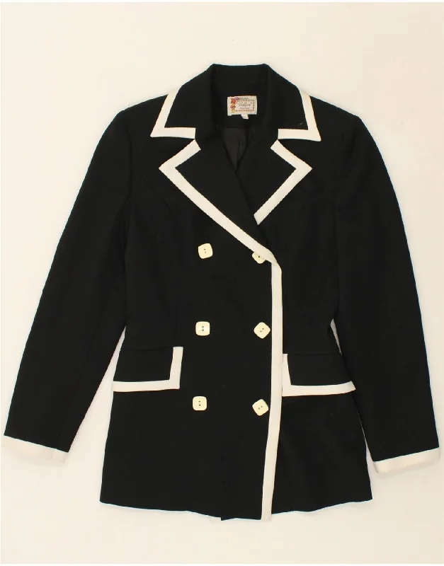 HALFON Womens Double Breasted Blazer Jacket IT 42 Medium Black Polyester Plaid Jacket Tartan Jacket Houndstooth Jacket HALFON Womens Double Breasted Blazer Jacket IT 42 Medium Black Polyester Plaid Jacket Tartan Jacket Houndstooth Jacket