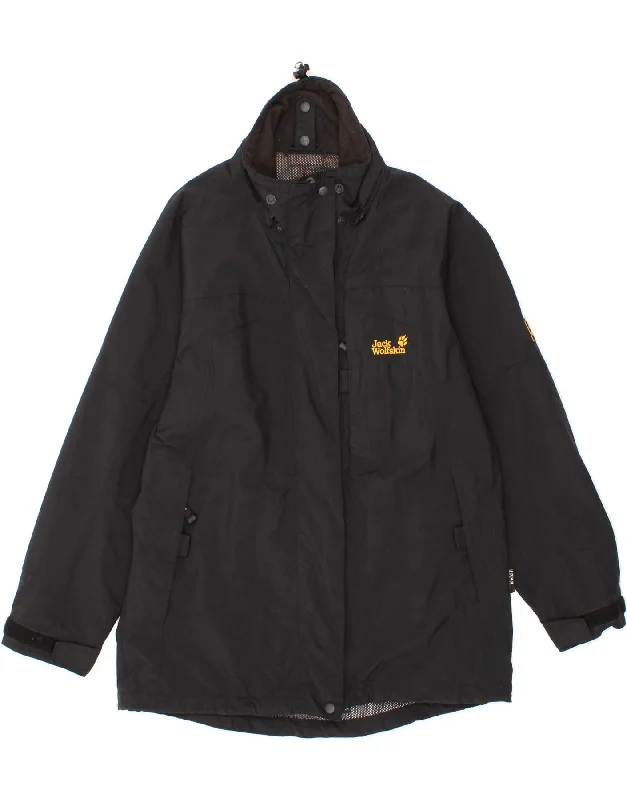 JACK WOLFSKIN Womens Windbreaker Jacket UK 12/14 Medium Black Polyamide Cardigan Sweater Pullover JACK WOLFSKIN Womens Windbreaker Jacket UK 12/14 Medium Black Polyamide Cardigan Sweater Pullover