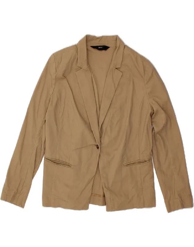 MOSSIMO Womens 1 Button Blazer Jacket US 12 Large Beige Cotton Bomber Jacket Anorak Windbreaker