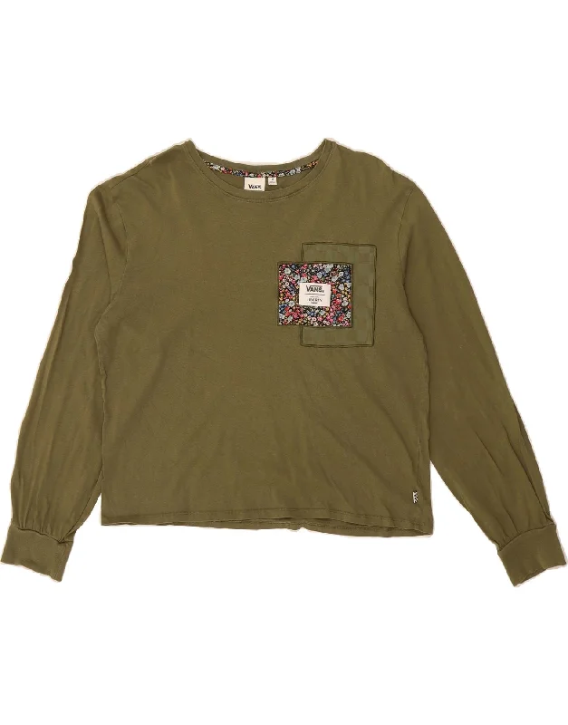 VANS Womens Crop Top Long Sleeve UK 14 Medium Khaki Cotton Fashionable Trendy Casual VANS Womens Crop Top Long Sleeve UK 14 Medium Khaki Cotton Fashionable Trendy Casual