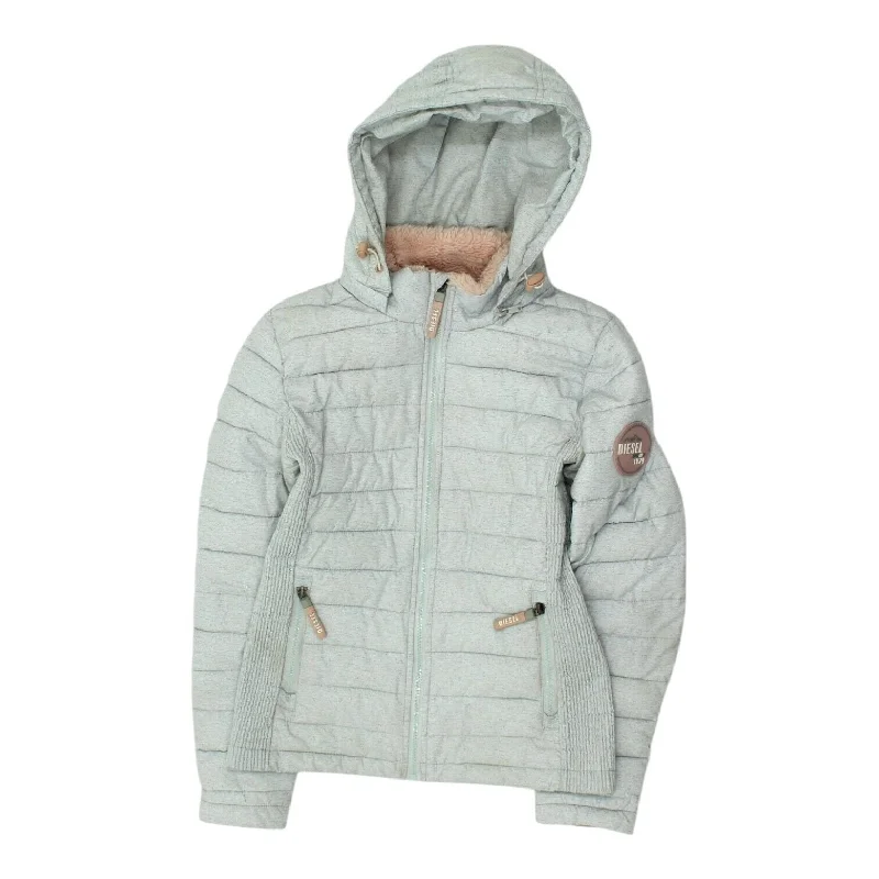 Diesel Womens Grey Hooded Puffer Jacket | Vintage Padded Designer Coat Hoody Denim Jacket Leather Jacket Suede Jacket Diesel Womens Grey Hooded Puffer Jacket | Vintage Padded Designer Coat Hoody Denim Jacket Leather Jacket Suede Jacket