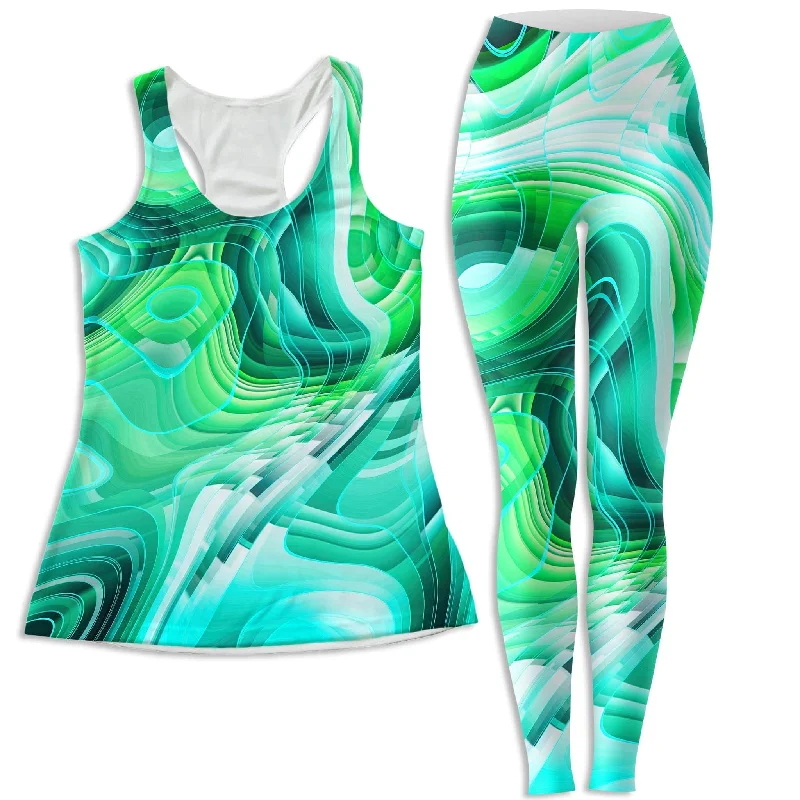 Green Schism Women's Tank and Leggings Combo loose fit tank