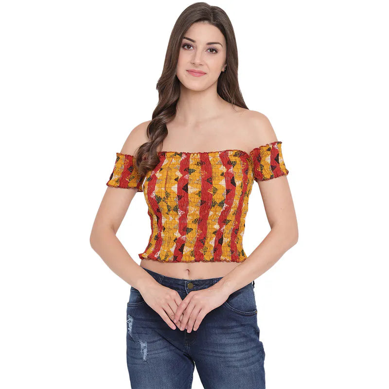 Aawari Cotton Printed Crop Top For Girls and Women AM081-010-AM081-010 Cashmere Blend Cotton Blend Poly Blend