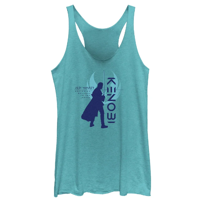Women's Star Wars: Obi-Wan Kenobi Restoring Balance Kenobi Silhouette Racerback Tank Top sequin tank top Women's Star Wars: Obi-Wan Kenobi Restoring Balance Kenobi Silhouette Racerback Tank Top sequin tank top