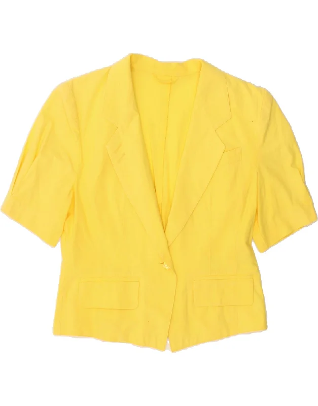 BETTY BARCLAY Womens Short Sleeve Blazer Jacket UK 14 Large Yellow Striped Jacket Polka Dot Jacket Floral Jacket BETTY BARCLAY Womens Short Sleeve Blazer Jacket UK 14 Large Yellow Striped Jacket Polka Dot Jacket Floral Jacket