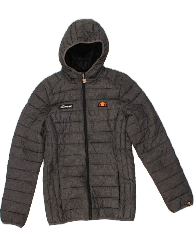 ELLESSE Womens Hooded Padded Jacket UK 10 Small Grey Nylon Hooded Jacket Caped Jacket Shawl Collar Jacket ELLESSE Womens Hooded Padded Jacket UK 10 Small Grey Nylon Hooded Jacket Caped Jacket Shawl Collar Jacket