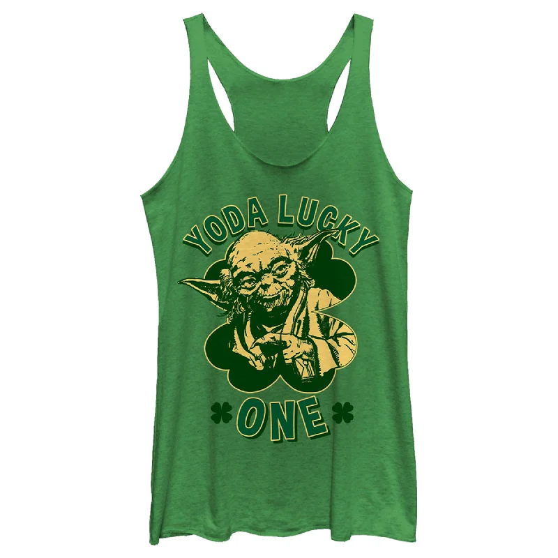 Women's Star Wars St. Patrick's Day Yoda Lucky One Racerback Tank Top halter tank top Women's Star Wars St. Patrick's Day Yoda Lucky One Racerback Tank Top halter tank top