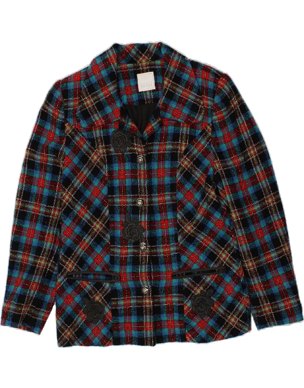 VINTAGE Womens 4 Button Blazer Jacket EU 38 Medium Multicoloured Check Tiered Jacket Buttoned Jacket Zippered Jacket VINTAGE Womens 4 Button Blazer Jacket EU 38 Medium Multicoloured Check Tiered Jacket Buttoned Jacket Zippered Jacket