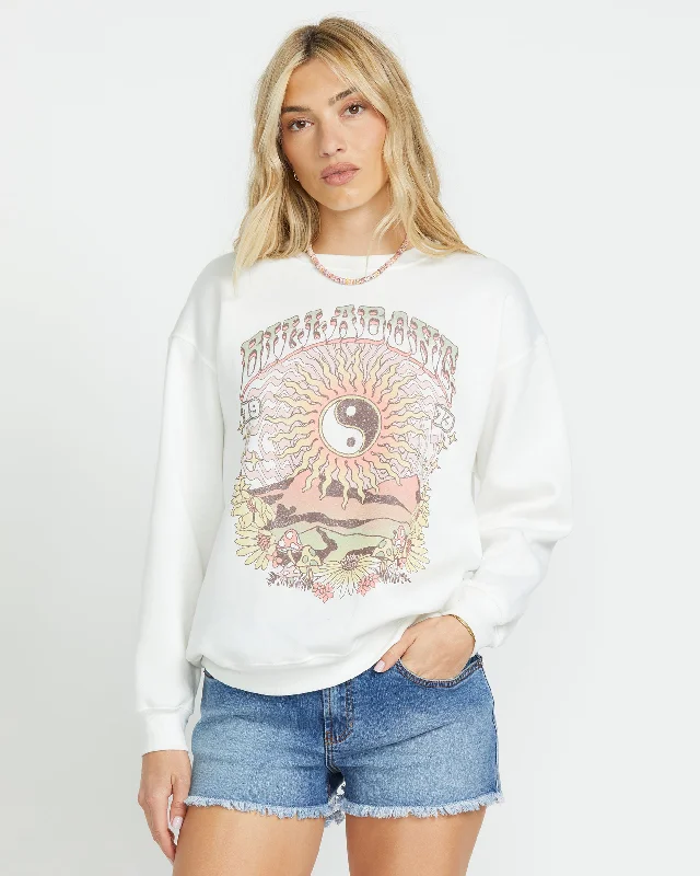 Balanced Out Crew Sweatshirt - Salt Crystal Hoodie with Set-In Sleeves Structured Classic