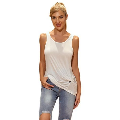 Casual All-matched Daily Round Neck Sleeveless Solid Color Women Tank Tops activewear tank top