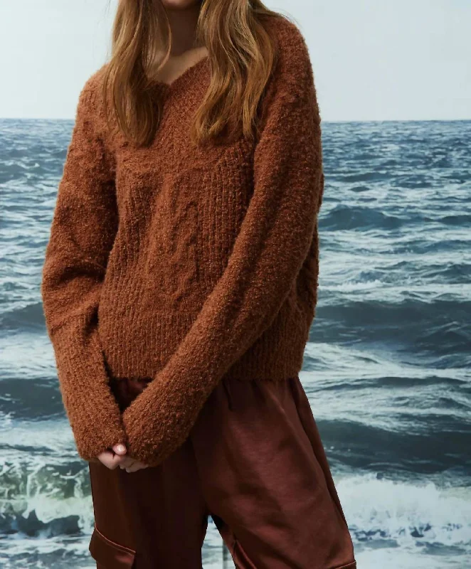 Lilah Sweater In Rich Brown Machine Wash Dry Clean Hand Wash