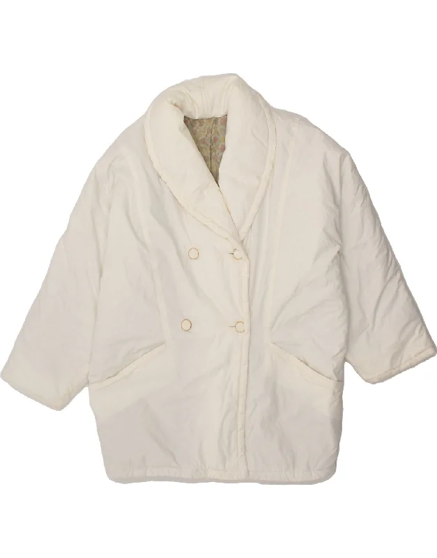 VINTAGE Womens Double Breasted Windbreaker Jacket UK 16 Large White Cotton Striped Jacket Polka Dot Jacket Floral Jacket VINTAGE Womens Double Breasted Windbreaker Jacket UK 16 Large White Cotton Striped Jacket Polka Dot Jacket Floral Jacket