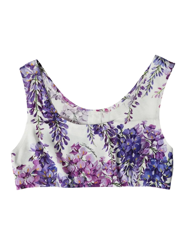 Dolce & Gabbana  Wisteria Print Silk Tank Top sexy tank top