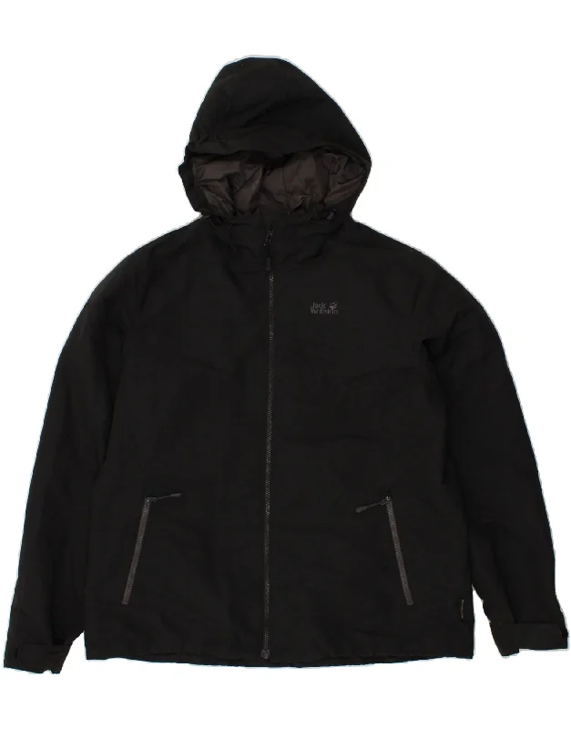 JACK WOLFSKIN Womens Hooded Windbreaker Jacket UK 18 XL Black Appliqued Jacket Beaded Jacket Sequined Jacket JACK WOLFSKIN Womens Hooded Windbreaker Jacket UK 18 XL Black Appliqued Jacket Beaded Jacket Sequined Jacket