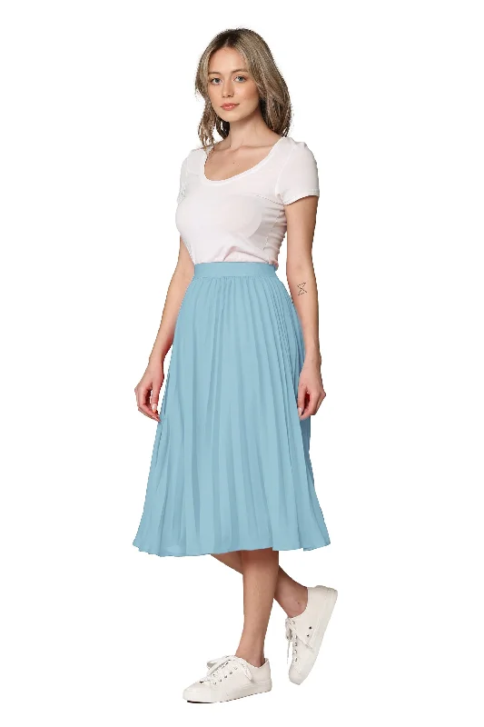 Women's Pleated Swing A-Line Midi Skirt silk skirt luxurious