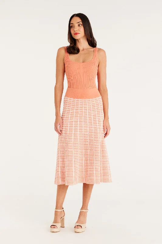 Check Knit Skirt - Apricot Marle chiffon skirt airy