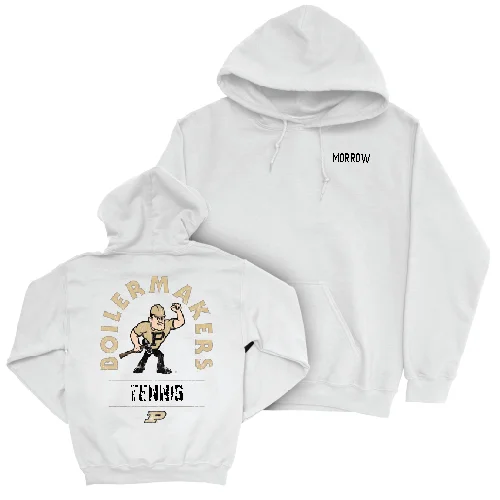 Women's Tennis White Mascot Hoodie  - Ellie Morrow Hoodie with Relaxed Fit Easy Casual