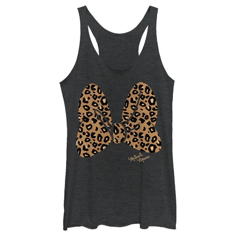 Women's Mickey & Friends Cheetah Print Minnie Mouse Bow Racerback Tank Top activewear tank top Women's Mickey & Friends Cheetah Print Minnie Mouse Bow Racerback Tank Top activewear tank top
