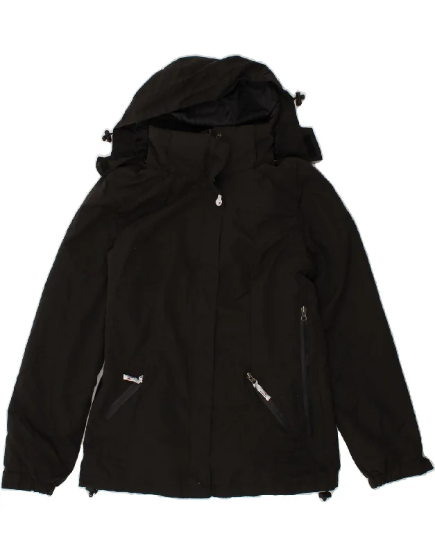 KANGAROOS Womens Hooded Windbreaker Jacket UK 10 Small Black Polyester Chenille Jacket Brocade Jacket Lace Jacket KANGAROOS Womens Hooded Windbreaker Jacket UK 10 Small Black Polyester Chenille Jacket Brocade Jacket Lace Jacket