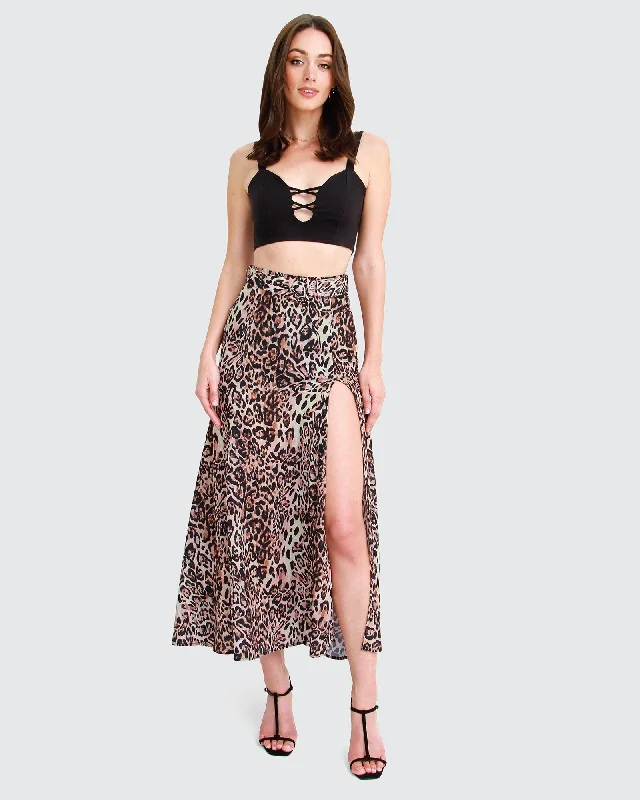 Ocean Drive Belted Maxi Skirt - Brown FINAL SALE linen skirt natural