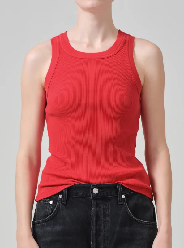 Isabel Rib Tank in Aurora breathable tank top