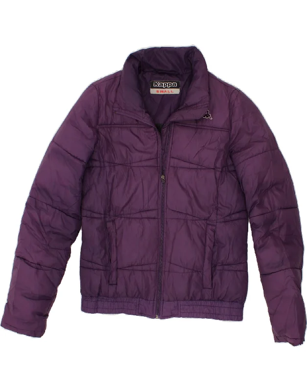 KAPPA Womens Padded Jacket UK 10 Small Purple Polyester Trench Coat Raincoat Waterproof Jacket