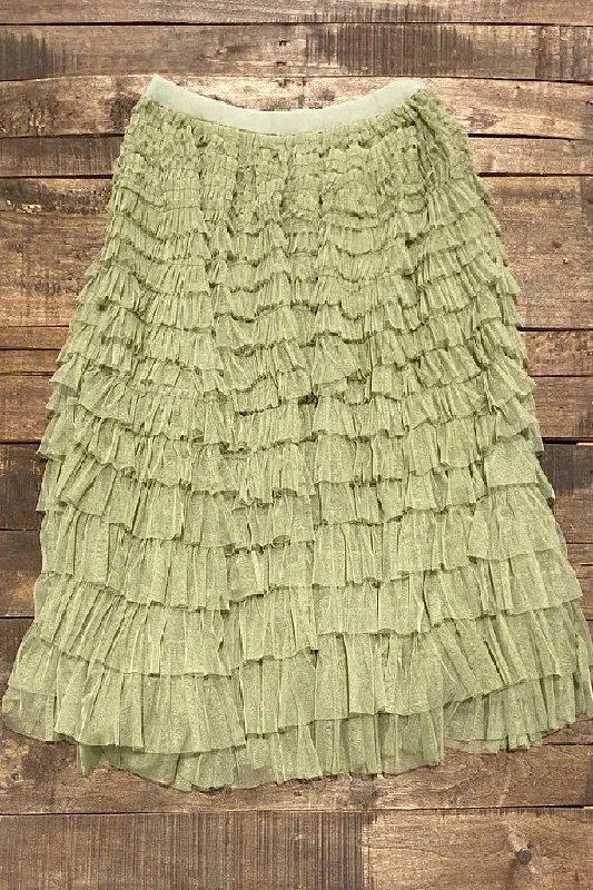 Easy to Love Tulle Skirt Olive leather skirt bold