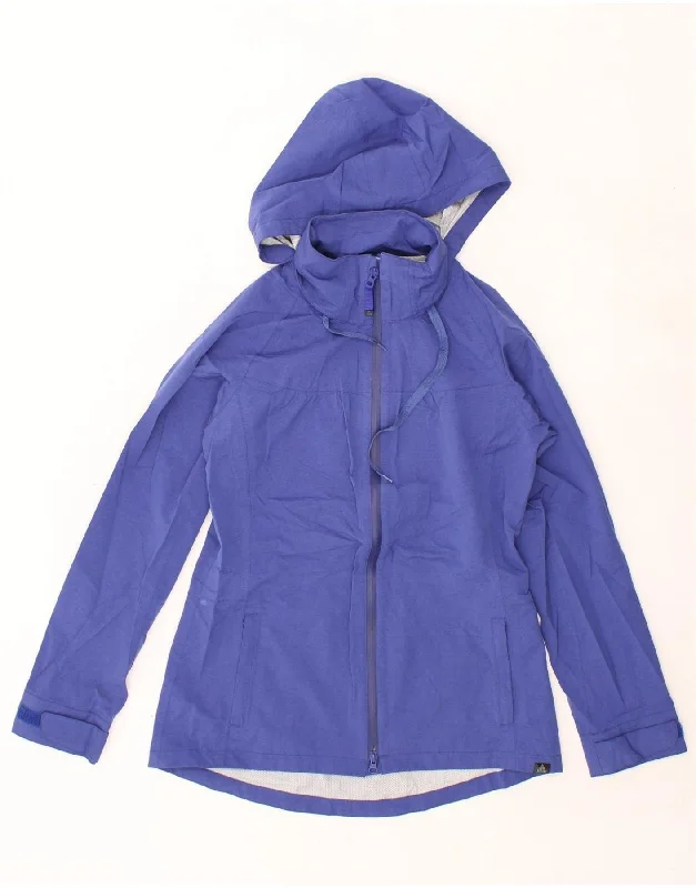 PRANA Womens Hooded Rain Jacket UK 14 Medium Blue Nylon Front Pockets Side Pockets Patch Pockets PRANA Womens Hooded Rain Jacket UK 14 Medium Blue Nylon Front Pockets Side Pockets Patch Pockets