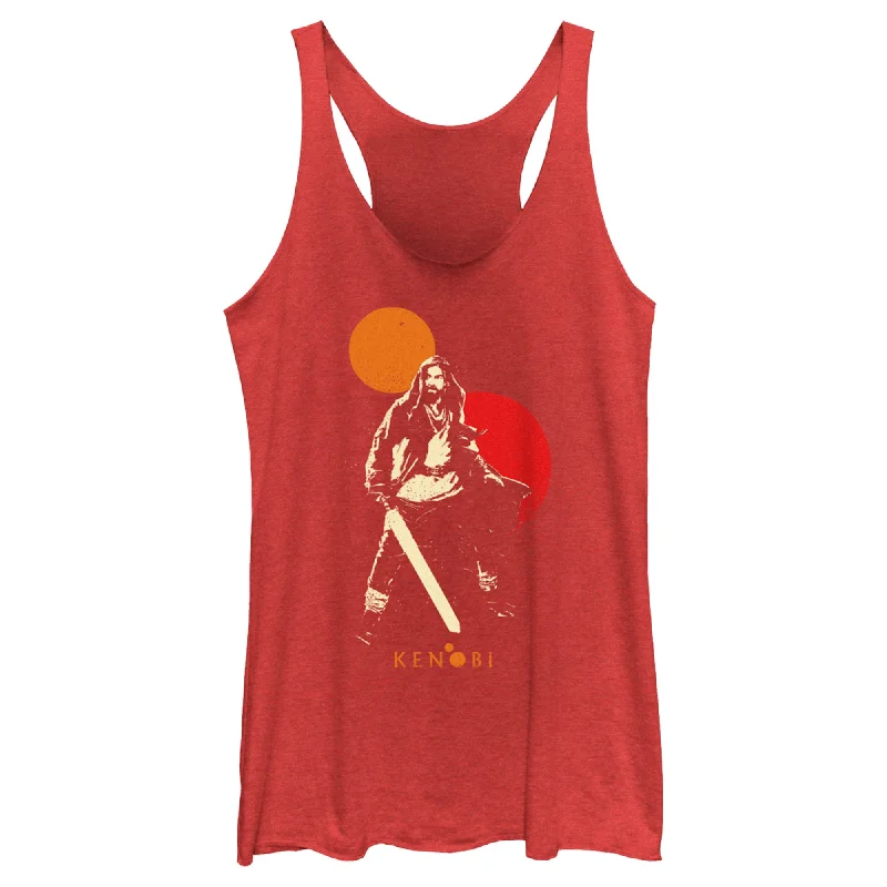 Women's Star Wars: Obi-Wan Kenobi Two Suns and Kenobi Outline Racerback Tank Top lavender tank top Women's Star Wars: Obi-Wan Kenobi Two Suns and Kenobi Outline Racerback Tank Top lavender tank top