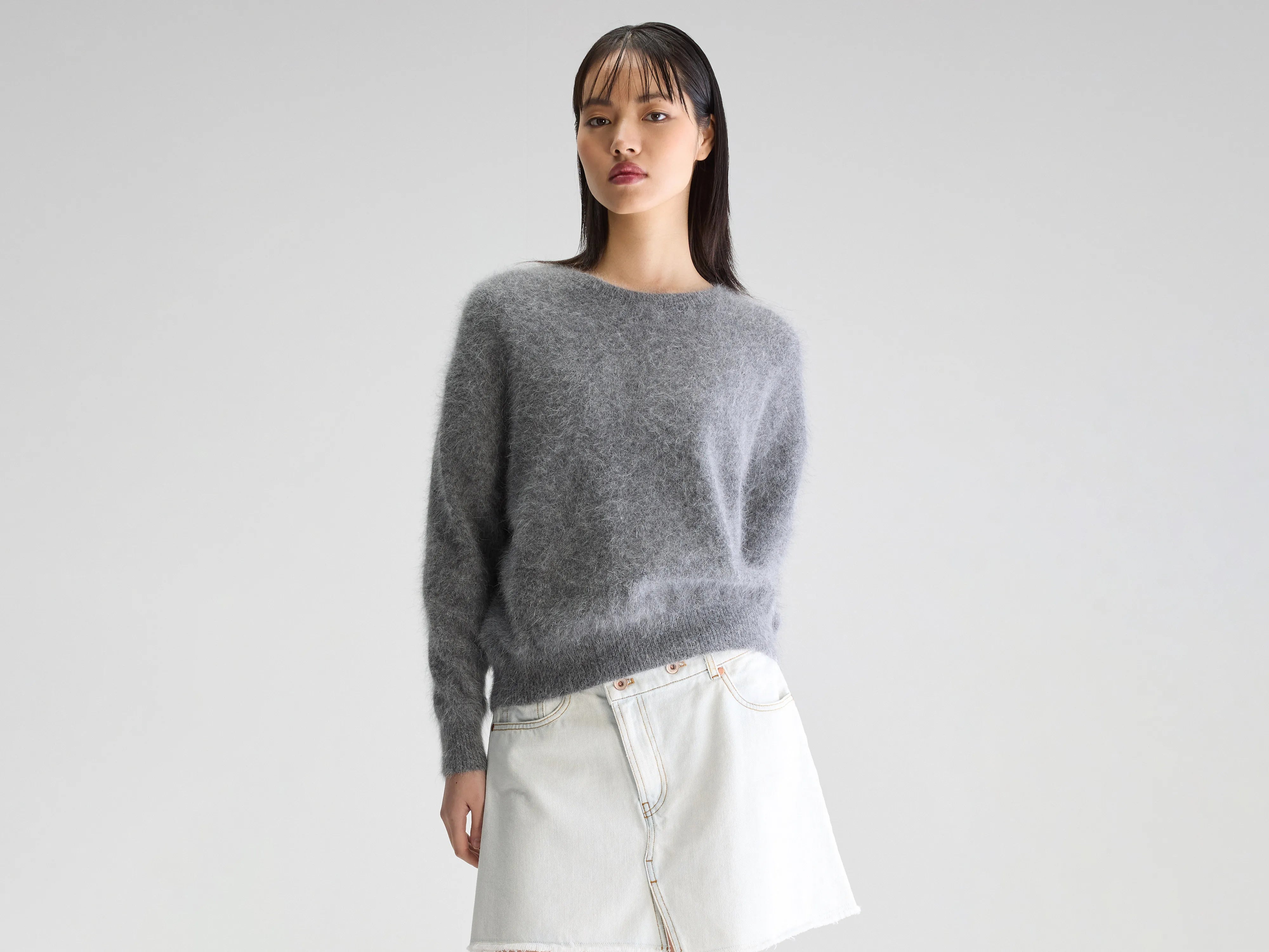 Datus angora-blend sweater (252 / W / MID GREY) Polka Dot Checkered Tartan