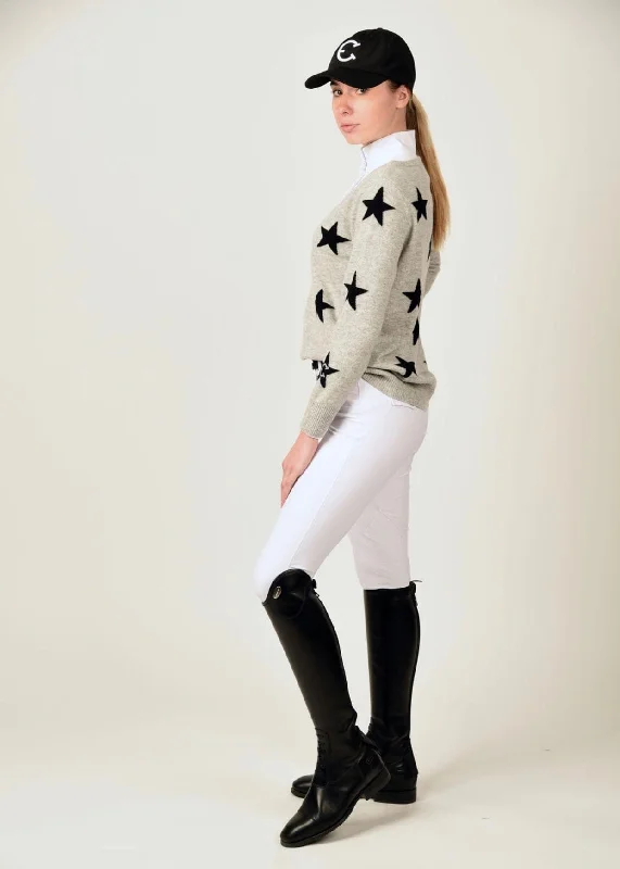 EquestrianClub- Star V Neck Sweater Thin Thick Dense