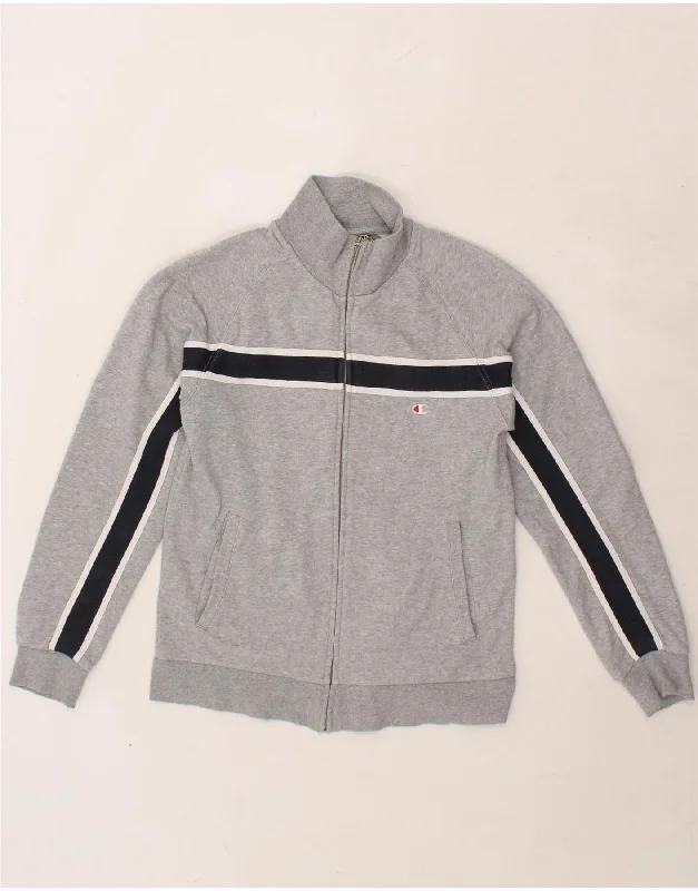 CHAMPION Womens Tracksuit Top Jacket UK 10 Small Grey Colourblock Cotton Rayon Fabric Velvet Fabric Corduroy Fabric