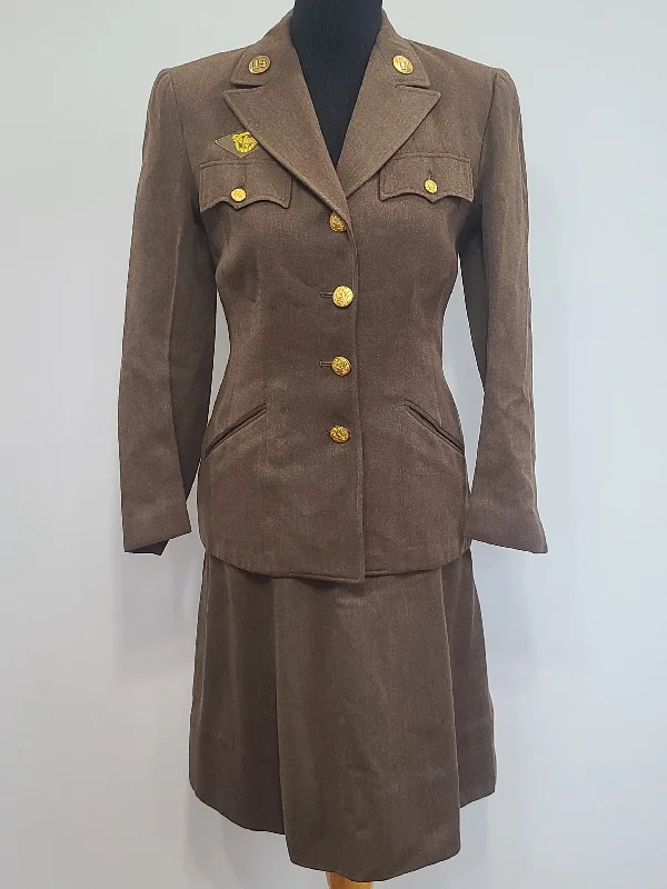 WAC Enlisted Uniform Jacket and Skirt <br> (B-35" W-26" H-37") Plaid Jacket Tartan Jacket Houndstooth Jacket WAC Enlisted Uniform Jacket and Skirt <br> (B-35" W-26" H-37") Plaid Jacket Tartan Jacket Houndstooth Jacket