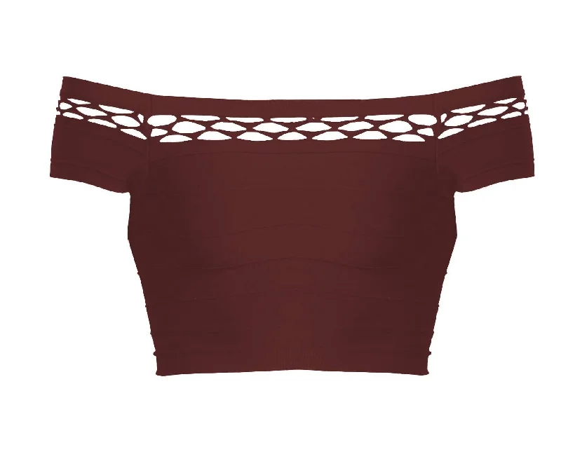 Women The El Cut Out Crop Top In Burgundy Fashionable Trendy Casual