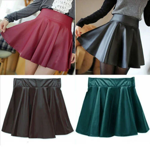 Fashion Women's High Waist Pleated Short Mini Skirt Skater Flared Skirt corduroy skirt durable