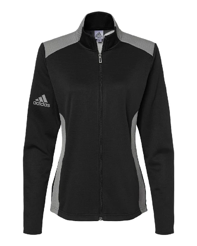 adidas - Women's Textured Mixed Media Full-Zip Jacket Cotton Fabric Linen Fabric Terry Fabric adidas - Women's Textured Mixed Media Full-Zip Jacket Cotton Fabric Linen Fabric Terry Fabric