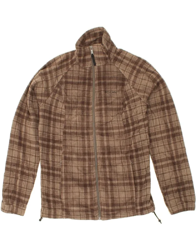 COLUMBIA Womens Fleece Jacket UK 10 Small Brown Check Polyester Notch Collar Jacket Peter Pan Collar Jacket Cowl Neck Jacket COLUMBIA Womens Fleece Jacket UK 10 Small Brown Check Polyester Notch Collar Jacket Peter Pan Collar Jacket Cowl Neck Jacket