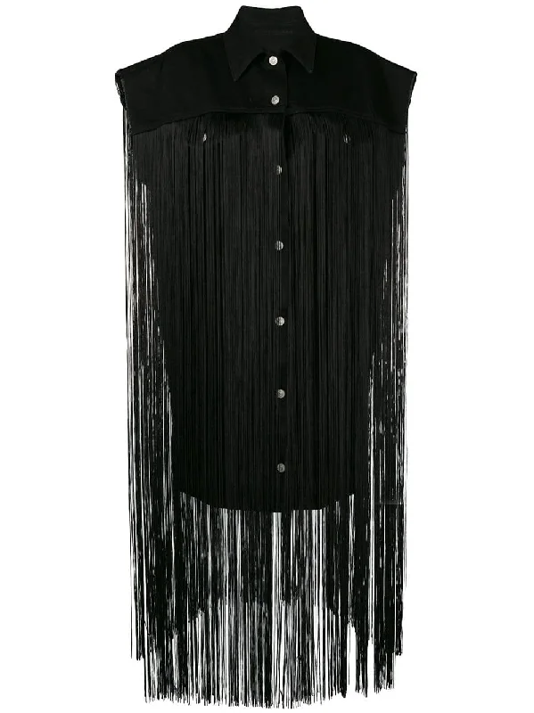 fringed sleeveless denim jacket Anorak Shell Jacket Lightweight Jacket