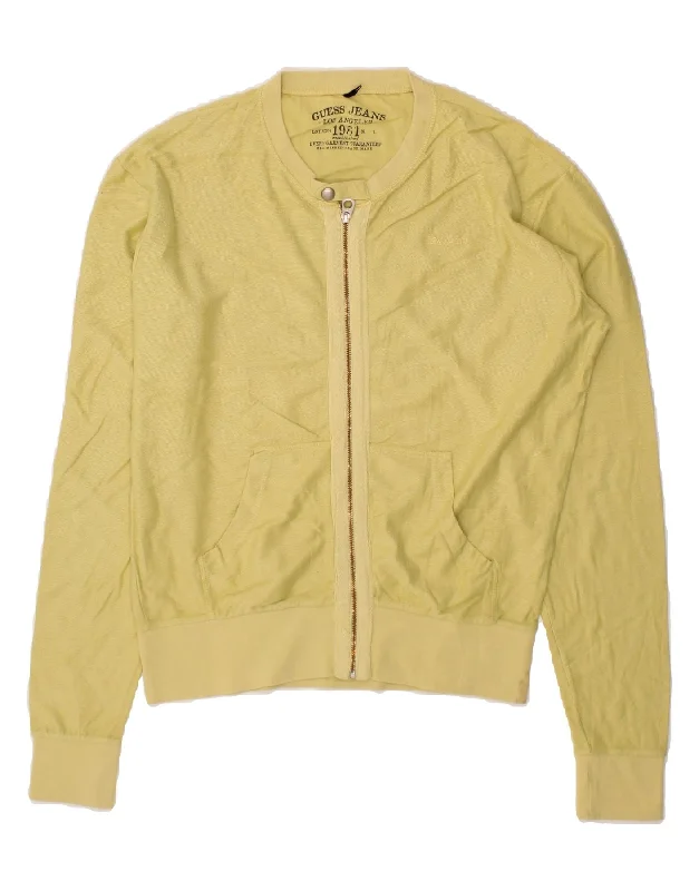GUESS Womens Tracksuit Top Jacket UK 16 Large Yellow Cotton Satin Jacket Silk Jacket Chiffon Jacket GUESS Womens Tracksuit Top Jacket UK 16 Large Yellow Cotton Satin Jacket Silk Jacket Chiffon Jacket
