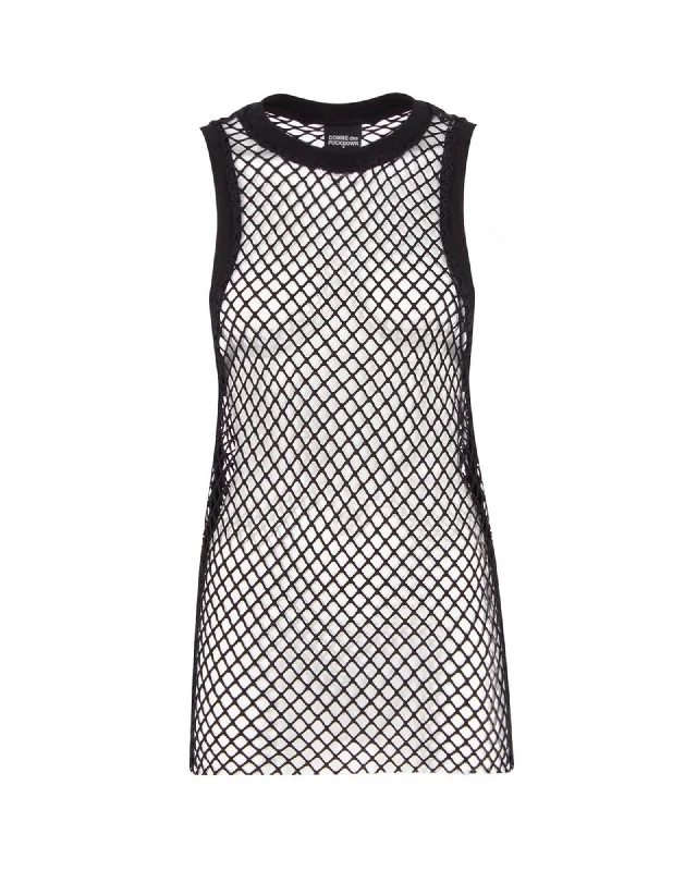 Comme Des Fuckdown Comme des Garcons Mesh Tank Top - Black flirty tank top