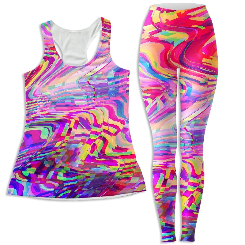 Glitch Waves Women's Tank and Leggings Combo cozy tank top