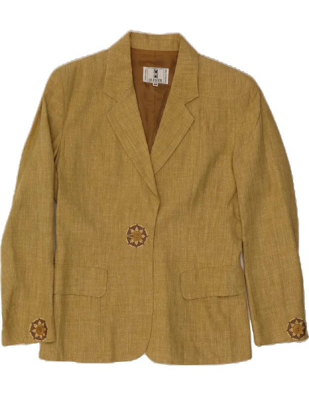 OLIVER BY VALENTINO Womens 1 Button Blazer Jacket IT 44 Medium Khaki Wool Jacket Cashmere Jacket Tweed Jacket OLIVER BY VALENTINO Womens 1 Button Blazer Jacket IT 44 Medium Khaki Wool Jacket Cashmere Jacket Tweed Jacket