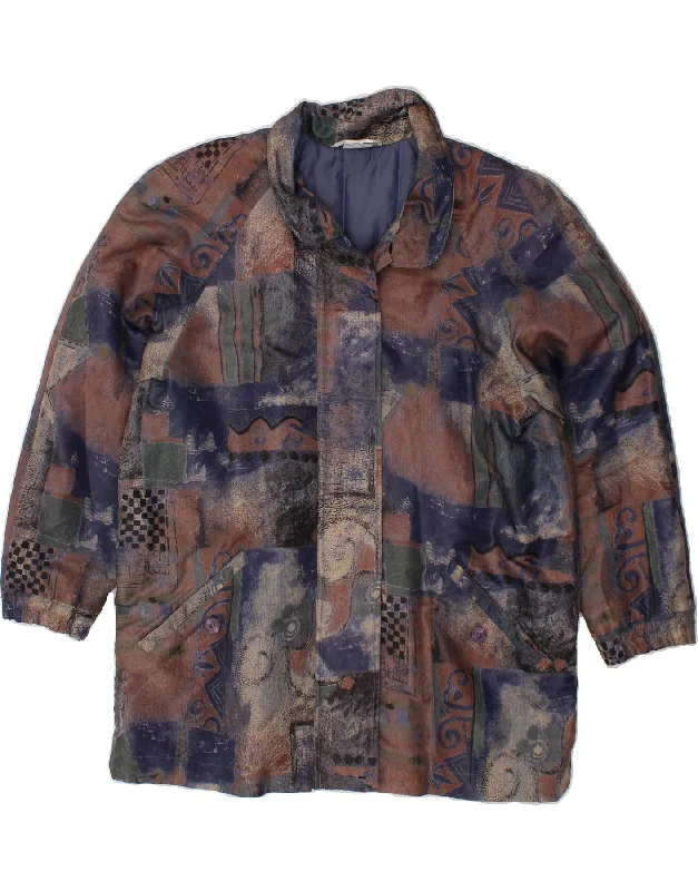 VINTAGE Womens Windbreaker Jacket EU 42 Large Multicoloured Patchwork V-Neck Jacket Boat Neck Jacket Square Neck Jacket VINTAGE Womens Windbreaker Jacket EU 42 Large Multicoloured Patchwork V-Neck Jacket Boat Neck Jacket Square Neck Jacket