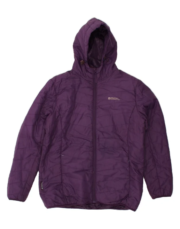 MOUNTAIN WAREHOUSE Womens Hooded Padded Jacket UK 18 XL Purple Polyester Toggled Jacket Drawstring Jacket Belted Jacket